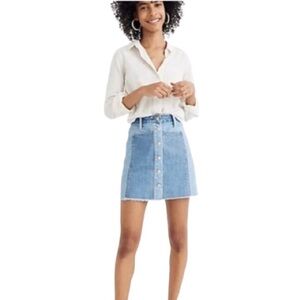 Women's 27 Madewell X ISKO Patchwork Jean Skirt Raw Edge 70's Style